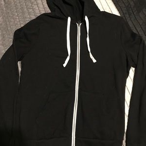 black zip up hoodie